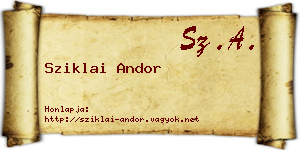 Sziklai Andor névjegykártya
